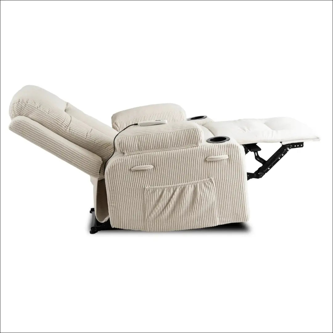 Išskleidžiamas masažinis fotelis su korduro audiniu smėlio spalvos TE501 - €323 Save 15% __label:Pristatymas 5-14 d.d.,