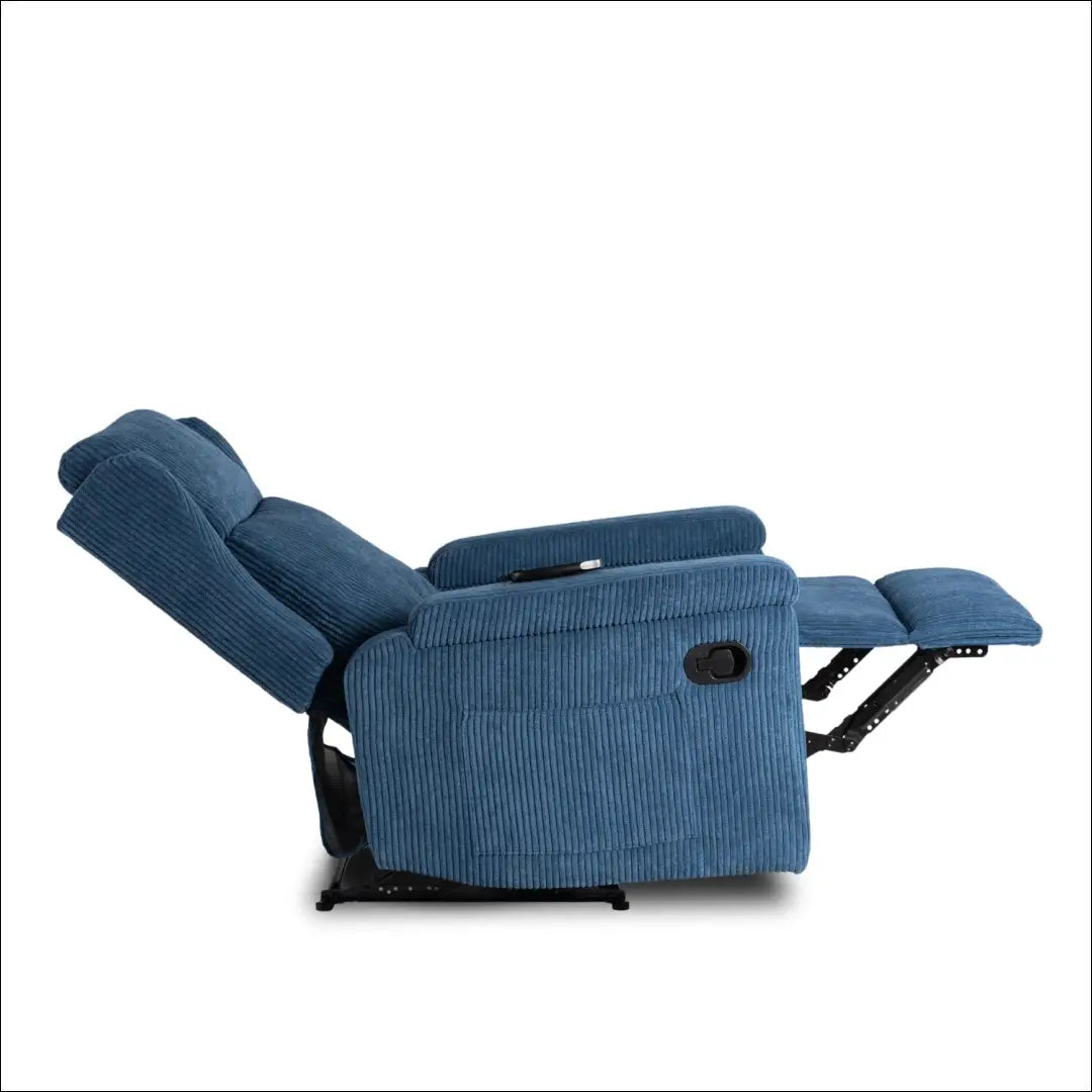 Išskleidžiamas masažinis fotelis su korduro audiniu tamsiai mėlynos spalvos TE820 - €319 Save 15% __label:Pristatymas