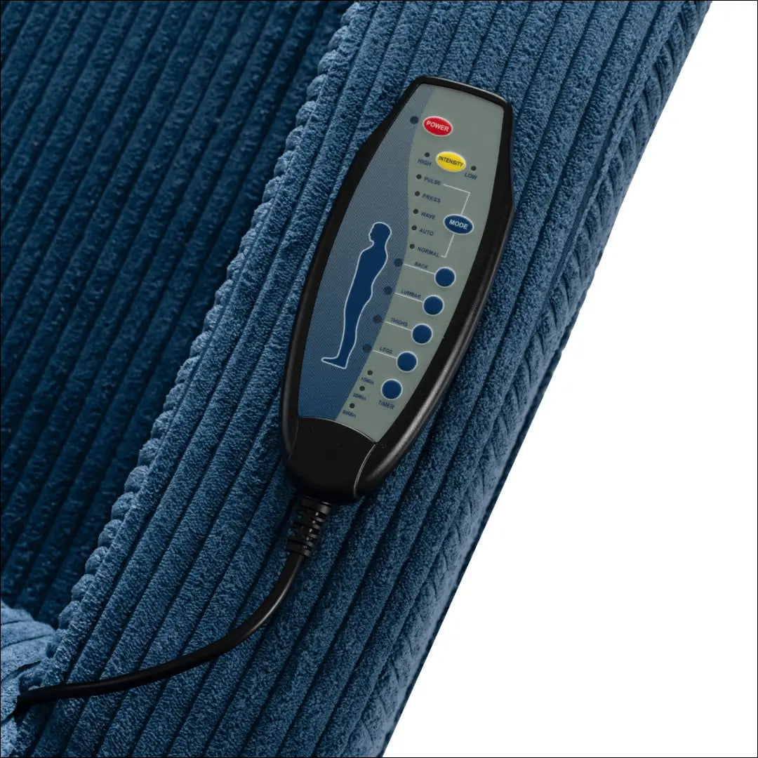 Išskleidžiamas masažinis fotelis su korduro audiniu tamsiai mėlynos spalvos TE820 - €319 Save 15% __label:Pristatymas
