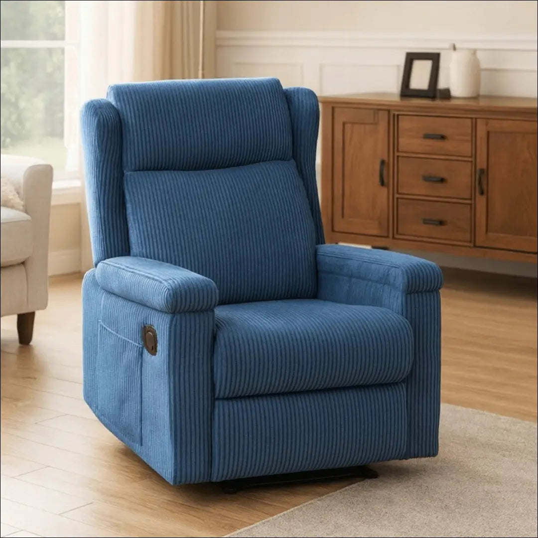 Išskleidžiamas masažinis fotelis su korduro audiniu tamsiai mėlynos spalvos TE820 - €319 Save 15% __label:Pristatymas