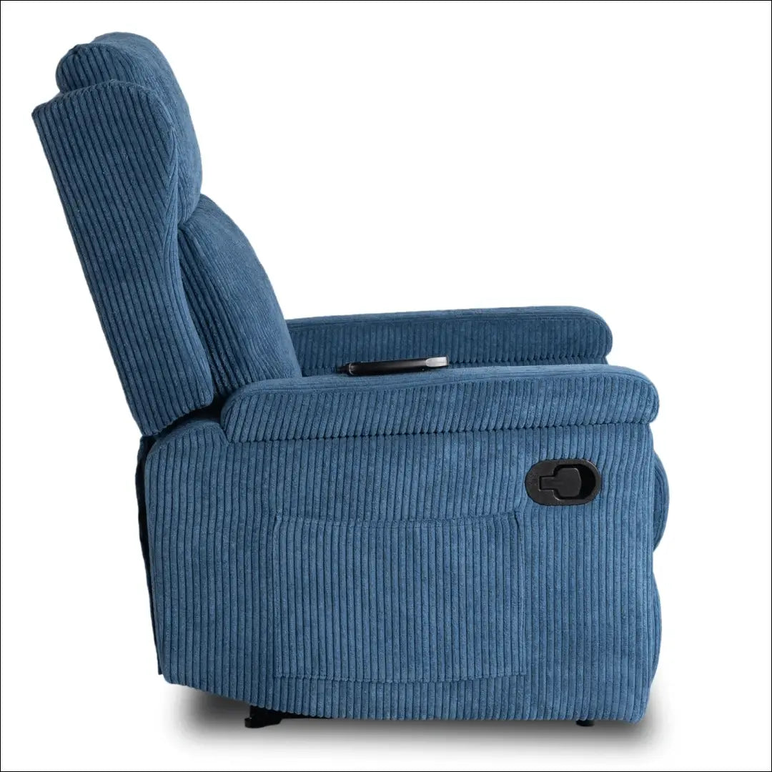 Išskleidžiamas masažinis fotelis su korduro audiniu tamsiai mėlynos spalvos TE820 - €319 Save 15% __label:Pristatymas