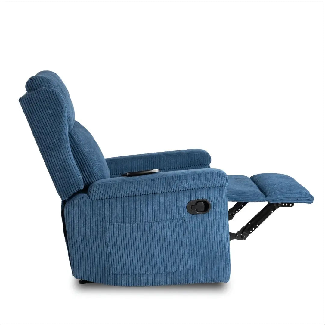 Išskleidžiamas masažinis fotelis su korduro audiniu tamsiai mėlynos spalvos TE820 - €319 Save 15% __label:Pristatymas
