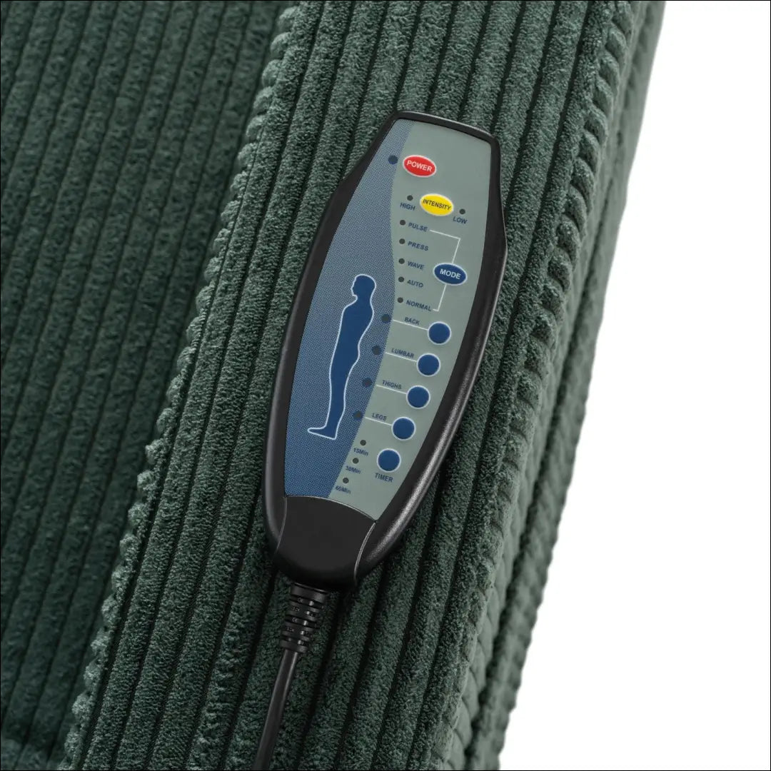 Išskleidžiamas masažinis fotelis su korduro audiniu žalios spalvos TE816 - €319 Save 15% __label:Pristatymas 5-14 d.d.,