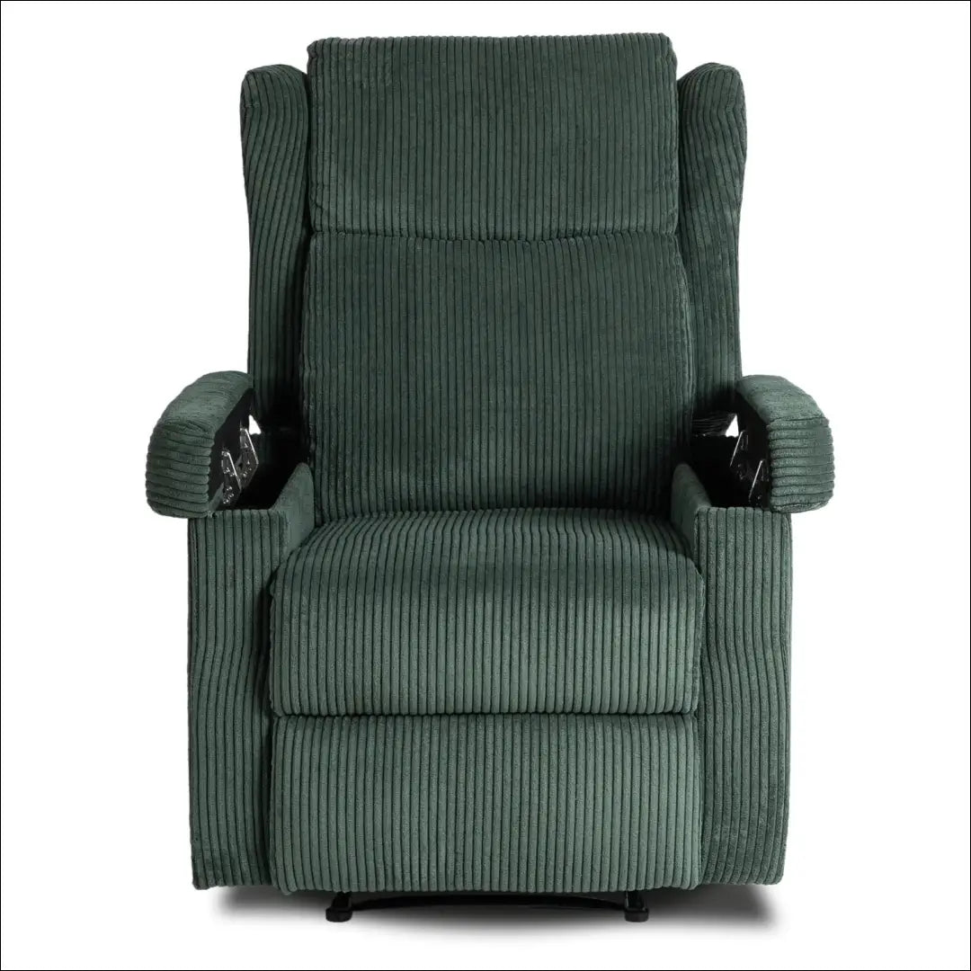 Išskleidžiamas masažinis fotelis su korduro audiniu žalios spalvos TE816 - €319 Save 15% __label:Pristatymas 5-14 d.d.,