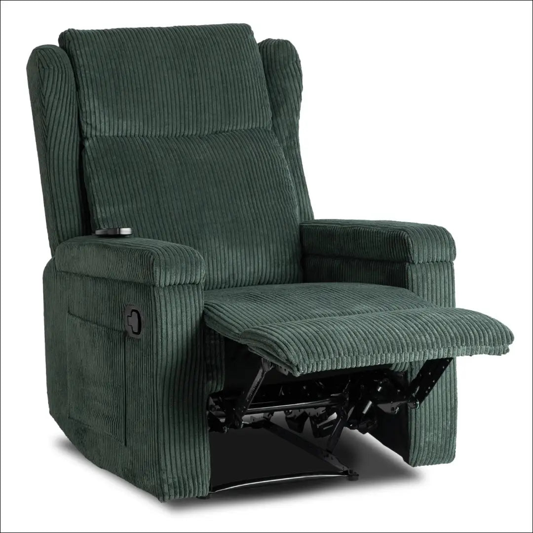 Išskleidžiamas masažinis fotelis su korduro audiniu žalios spalvos TE816 - €319 Save 15% __label:Pristatymas 5-14 d.d.,