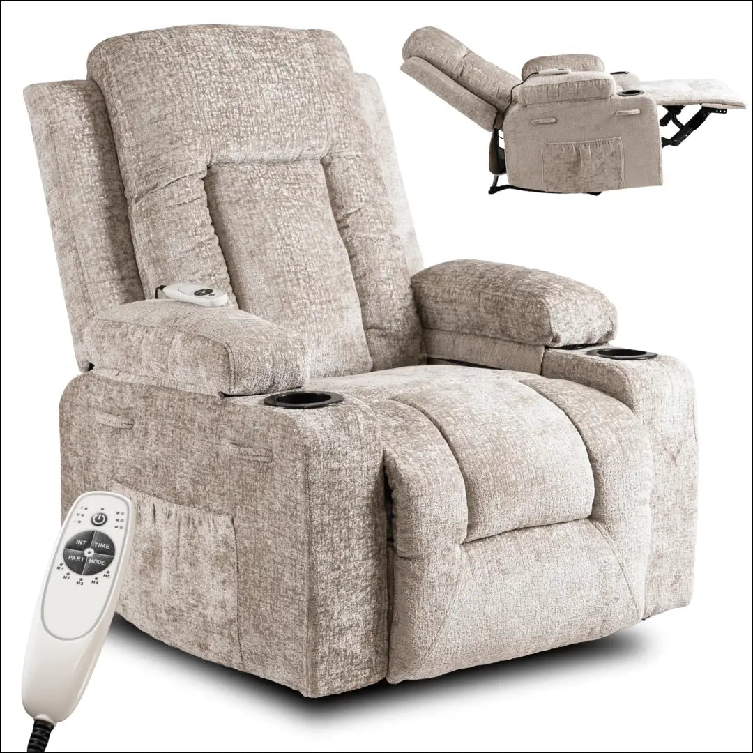 Išskleidžiamas masažinis fotelis su veliūro audiniu smėlio spalvos TE573 - €334 Save 15% __label:Pristatymas 5-14 d.d.,