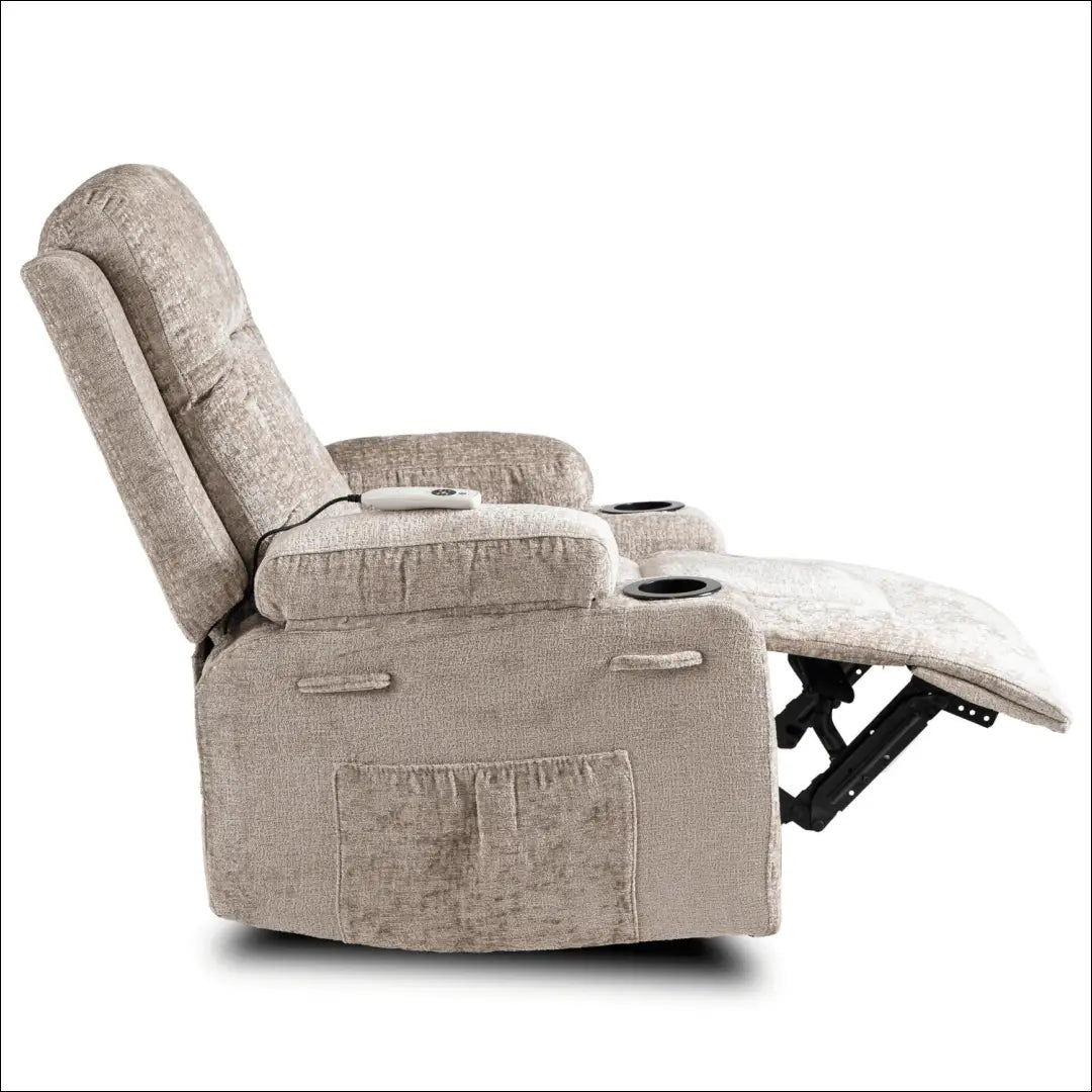 Išskleidžiamas masažinis fotelis su veliūro audiniu smėlio spalvos TE573 - €334 Save 15% __label:Pristatymas 5-14 d.d.,