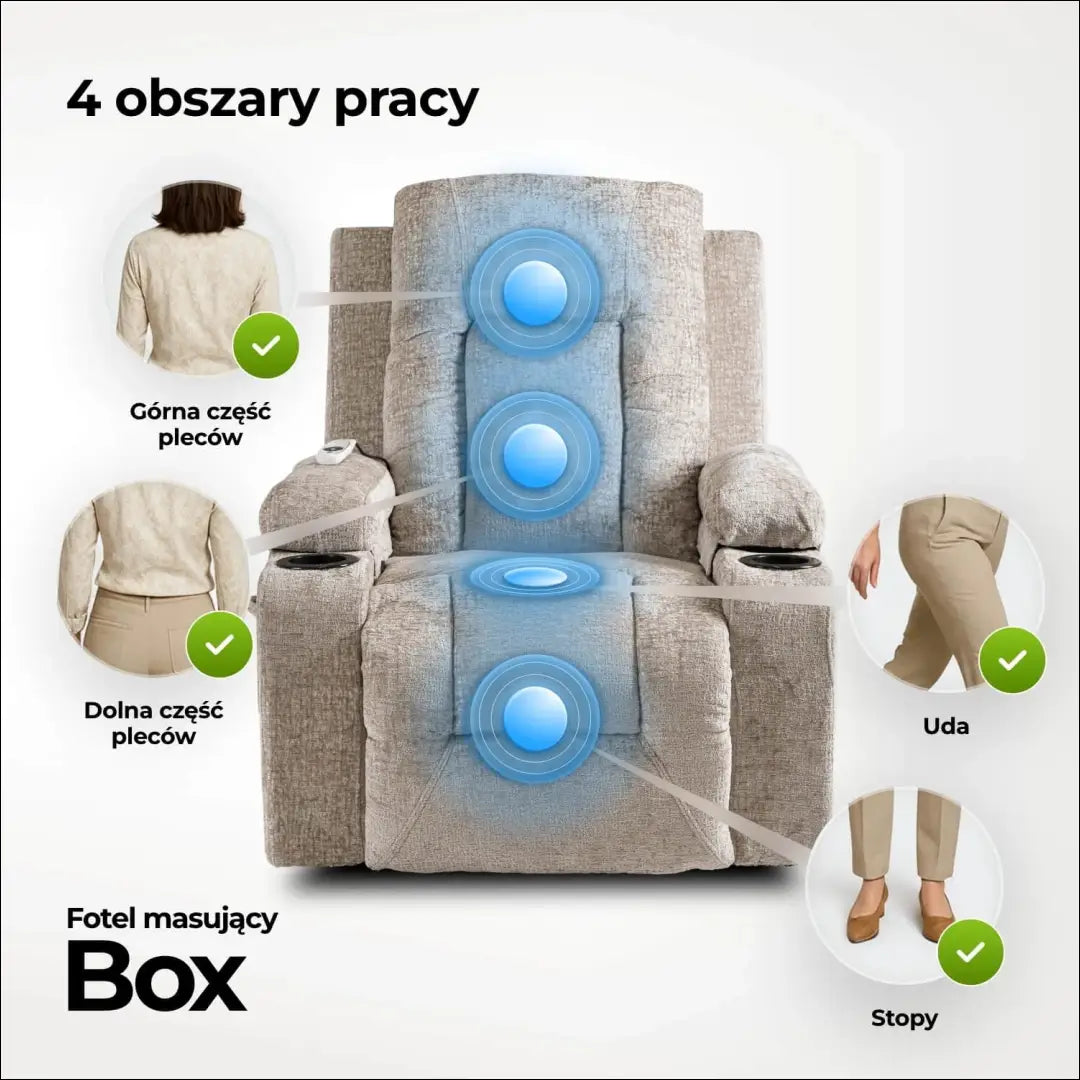 Išskleidžiamas masažinis fotelis su veliūro audiniu smėlio spalvos TE573 - €334 Save 15% __label:Pristatymas 5-14 d.d.,