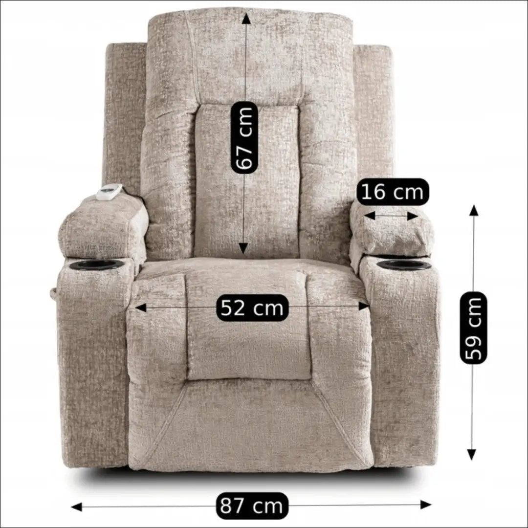 Išskleidžiamas masažinis fotelis su veliūro audiniu smėlio spalvos TE573 - €334 Save 15% __label:Pristatymas 5-14 d.d.,