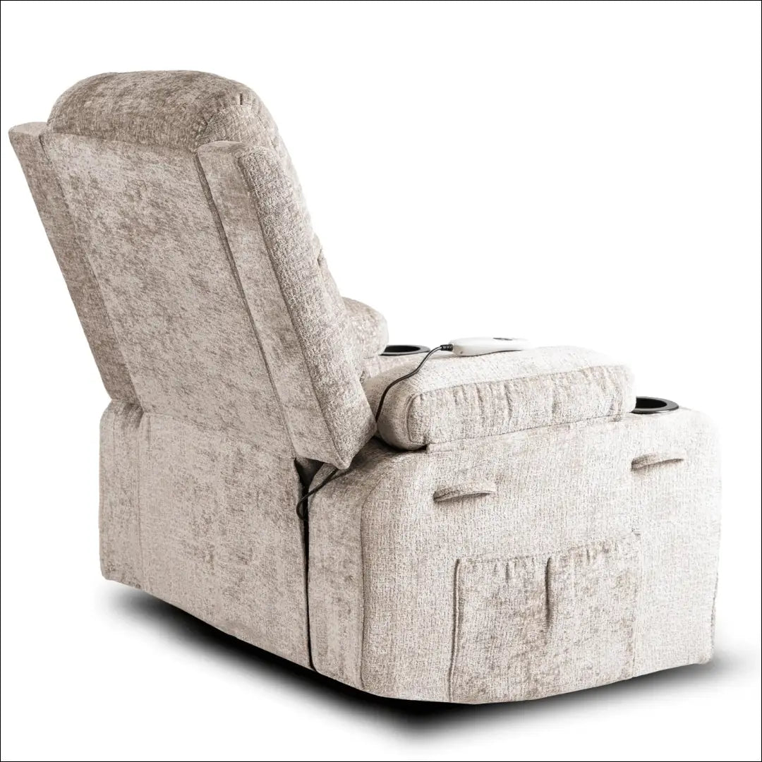 Išskleidžiamas masažinis fotelis su veliūro audiniu smėlio spalvos TE573 - €334 Save 15% __label:Pristatymas 5-14 d.d.,