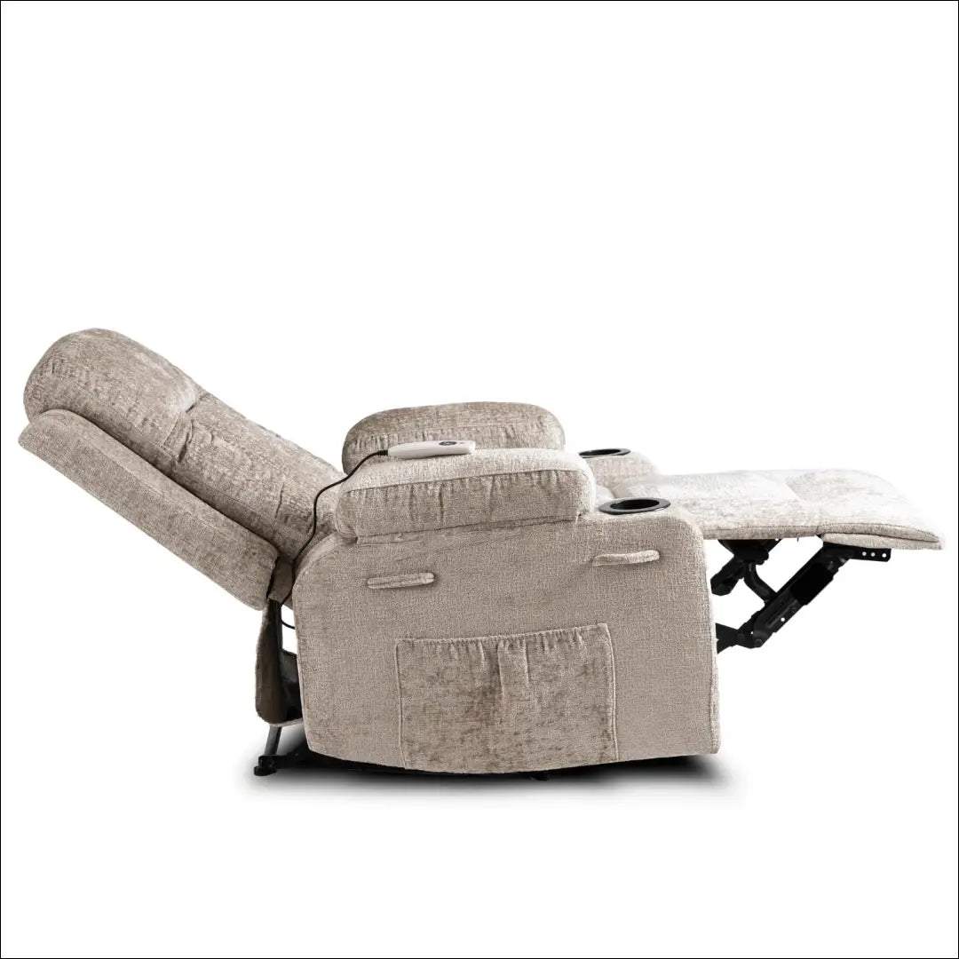 Išskleidžiamas masažinis fotelis su veliūro audiniu smėlio spalvos TE573 - €334 Save 15% __label:Pristatymas 5-14 d.d.,