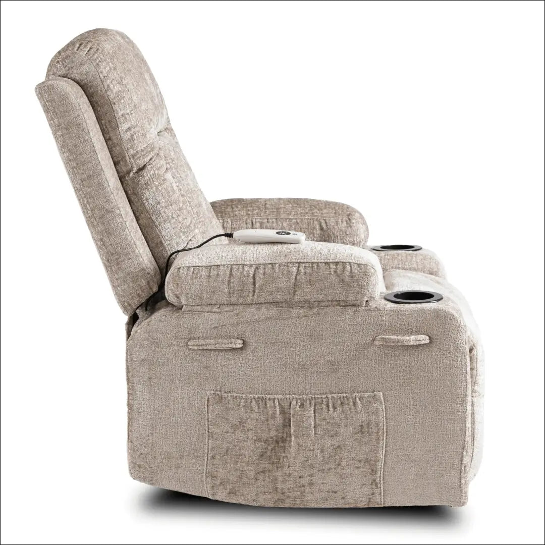 Išskleidžiamas masažinis fotelis su veliūro audiniu smėlio spalvos TE573 - €334 Save 15% __label:Pristatymas 5-14 d.d.,