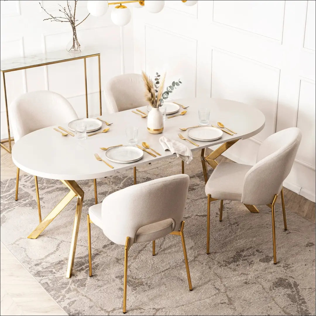 Išskleidžiamas stalas 100–250 cm kašmyro/aukso spalvos TE2535 - €398.26 Save 15% __label:Pristatymas 5-14 d.d.,