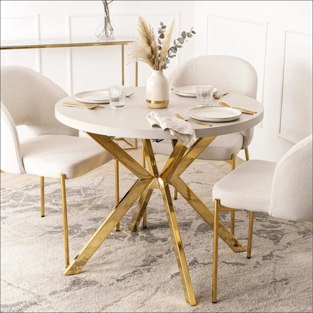 Išskleidžiamas stalas 100–250 cm kašmyro/aukso spalvos TE2535 - €398.26 Save 15% __label:Pristatymas 5-14 d.d.,
