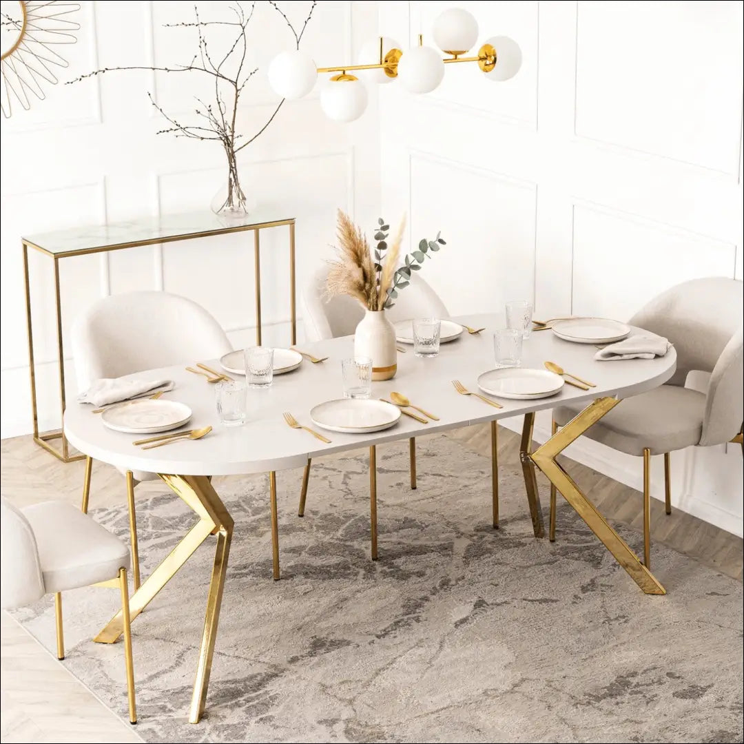 Išskleidžiamas stalas 100–250 cm kašmyro/aukso spalvos TE2535 - €398.26 Save 15% __label:Pristatymas 5-14 d.d.,