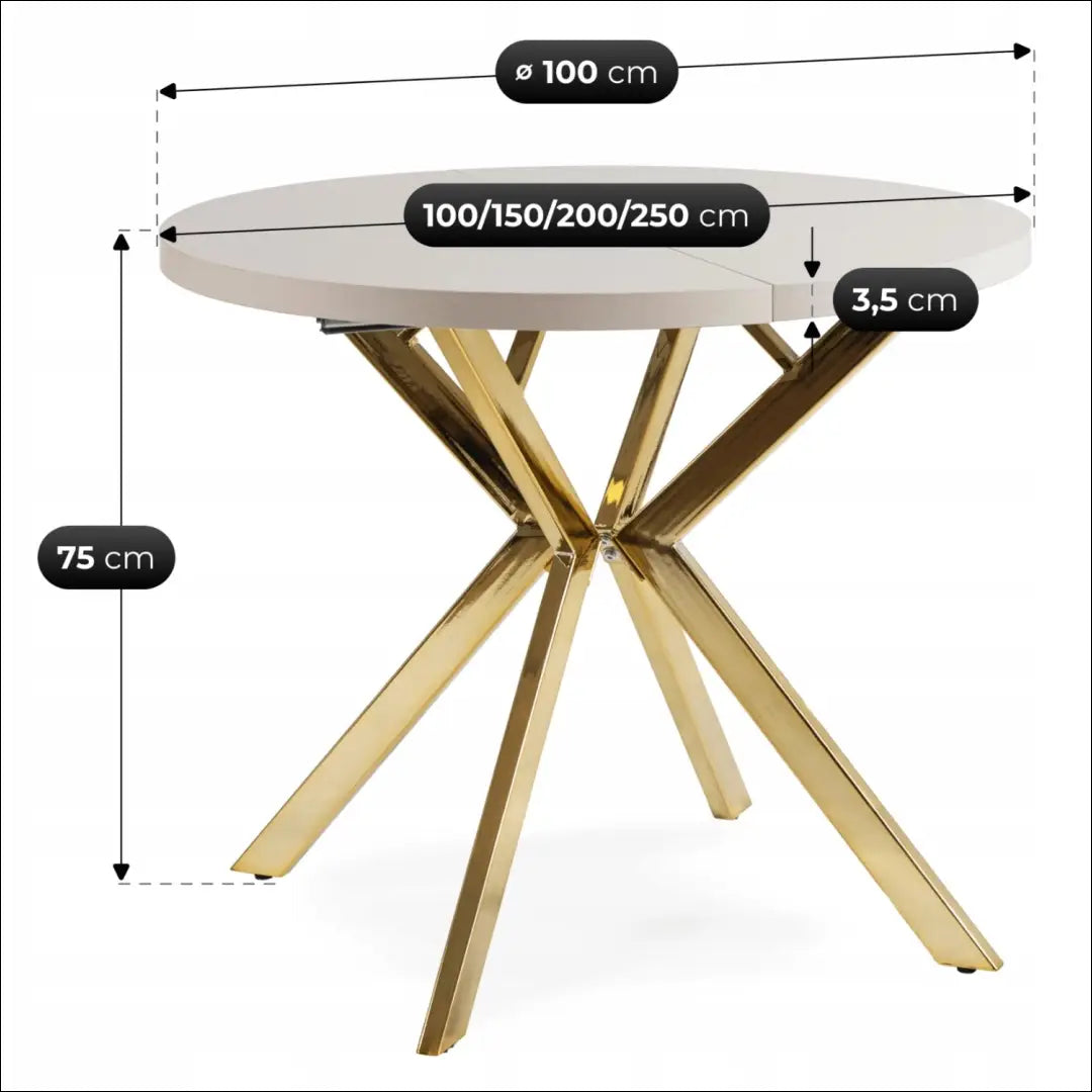 Išskleidžiamas stalas 100–250 cm kašmyro/aukso spalvos TE2535 - €398.26 Save 15% __label:Pristatymas 5-14 d.d.,
