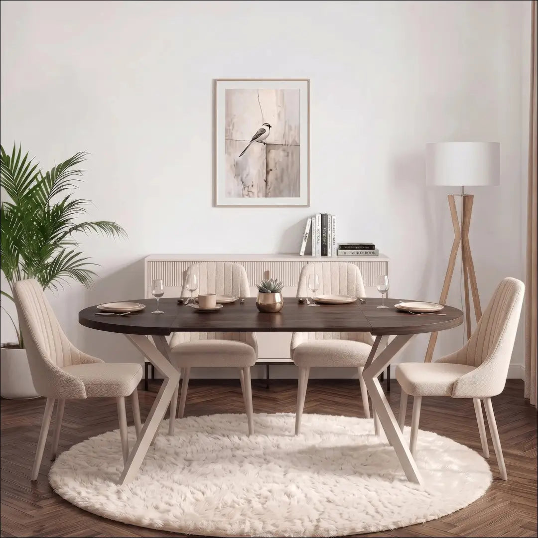 Išskleidžiamas stalas 100–250 cm riešutmedis/kašmyras TE2553 - €364 Save 15% __label:Pristatymas 5-14 d.d., Newelite