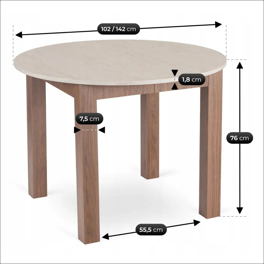 Išskleidžiamas stalas 102–142 cm travertinas/gražus riešutmedis TE2549 - €192 Save 15% __label:Pristatymas 5-14 d.d.,