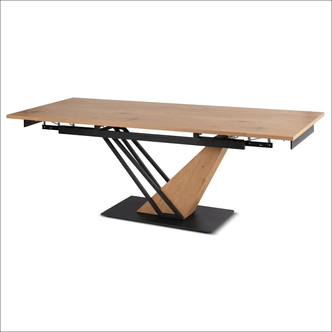 Išskleidžiamas stalas 160–220 cm MDF ąžuolas/juoda TE2462 - €529 Save 15% __label:Pristatymas 5-14 d.d., Newelite
