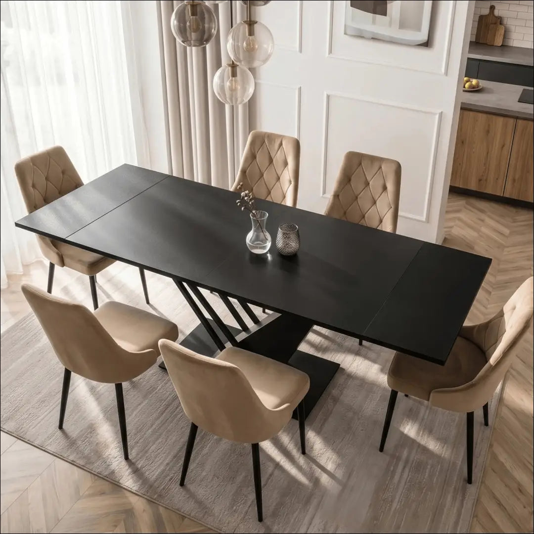 Išskleidžiamas stalas 160–220 cm MDF juodas TE2464 - €529 Save 15% __label:Pristatymas 5-14 d.d., Newelite Naujausi