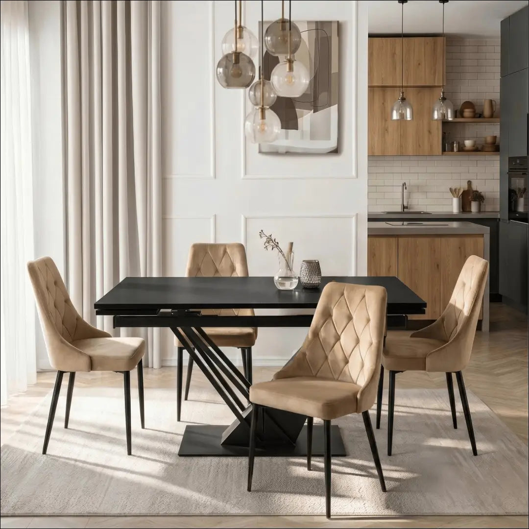 Išskleidžiamas stalas 160–220 cm MDF juodas TE2464 - €529 Save 15% __label:Pristatymas 5-14 d.d., Newelite Naujausi