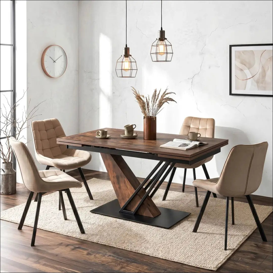 Išskleidžiamas stalas 160–220 cm MDF kaimiško ąžuolo/juodos spalvos TE2403 - €545.76 Save 15% __label:Pristatymas 5-14