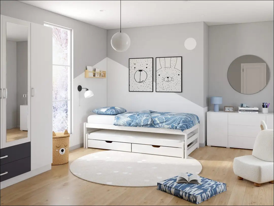 Ištraukiama lova (90x200cm) GI966 - €160 Save 50% 100-200, __label:Pristatymas 1-2 d.d., color-balta, lovos-miegamojo,