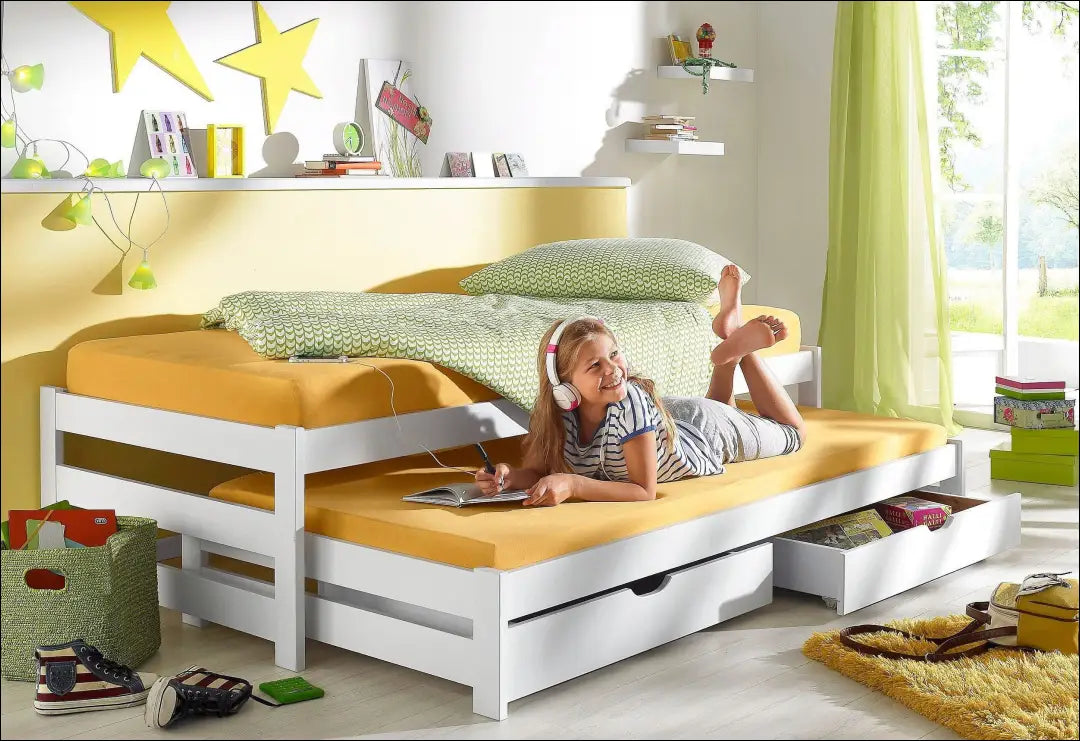 Ištraukiama lova (90x200cm) GI966 - €160 Save 50% 100-200, __label:Pristatymas 1-2 d.d., color-balta, lovos-miegamojo,