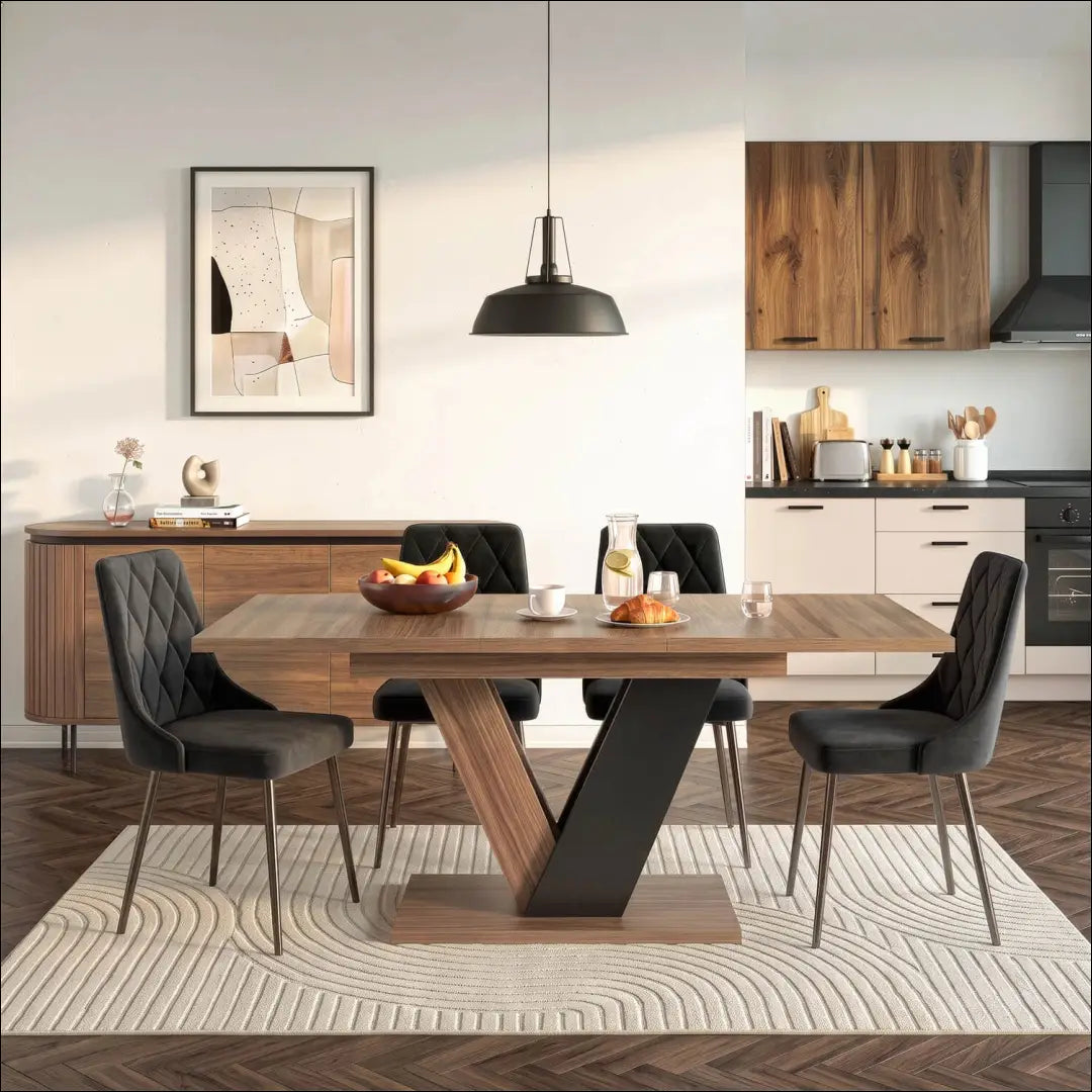 Ištraukiamas stalas 120–160 cm riešuto spalvos/juodas TE2543 - €284 Save 15% __label:Pristatymas 5-14 d.d., Newelite