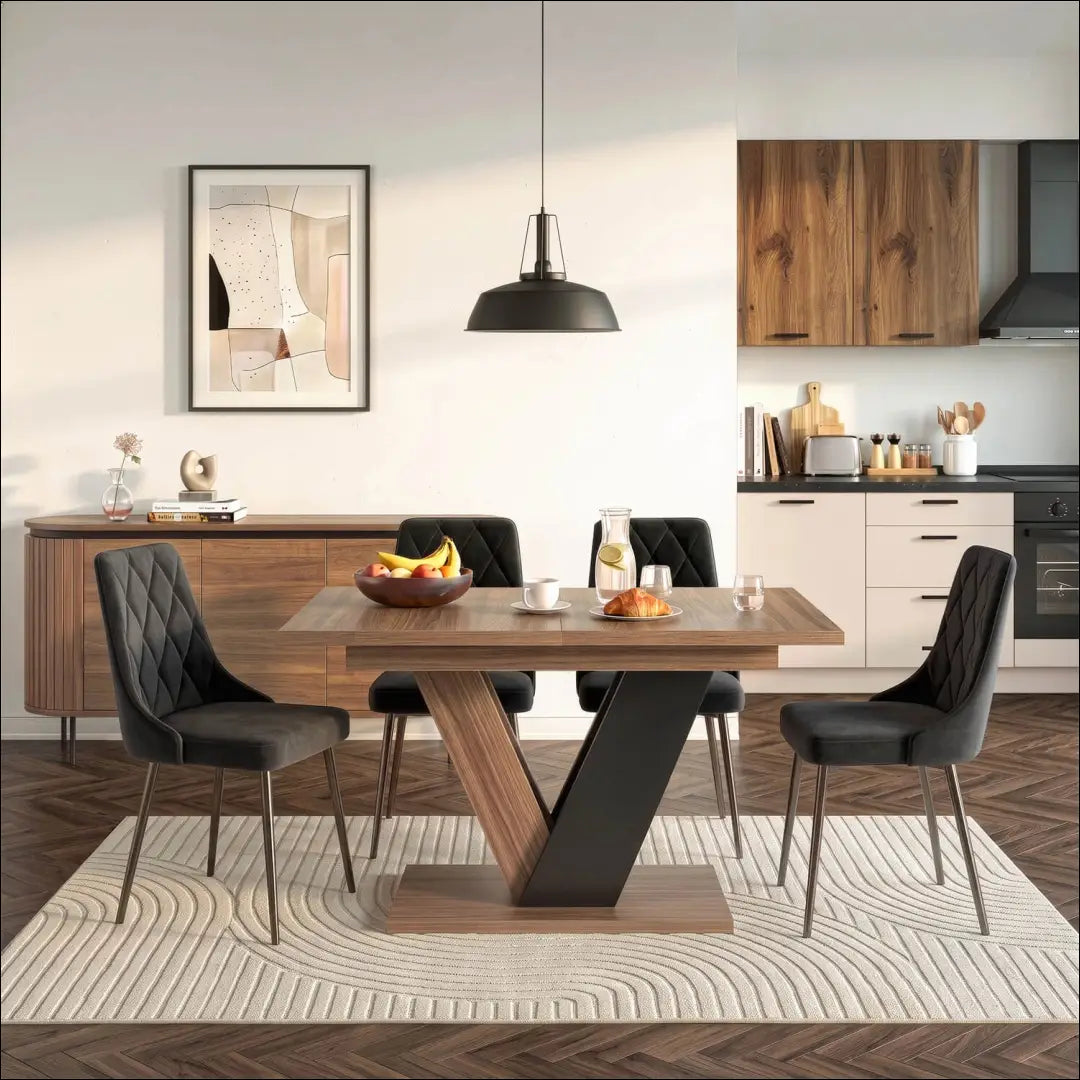 Ištraukiamas stalas 120–160 cm riešuto spalvos/juodas TE2543 - €284 Save 15% __label:Pristatymas 5-14 d.d., Newelite