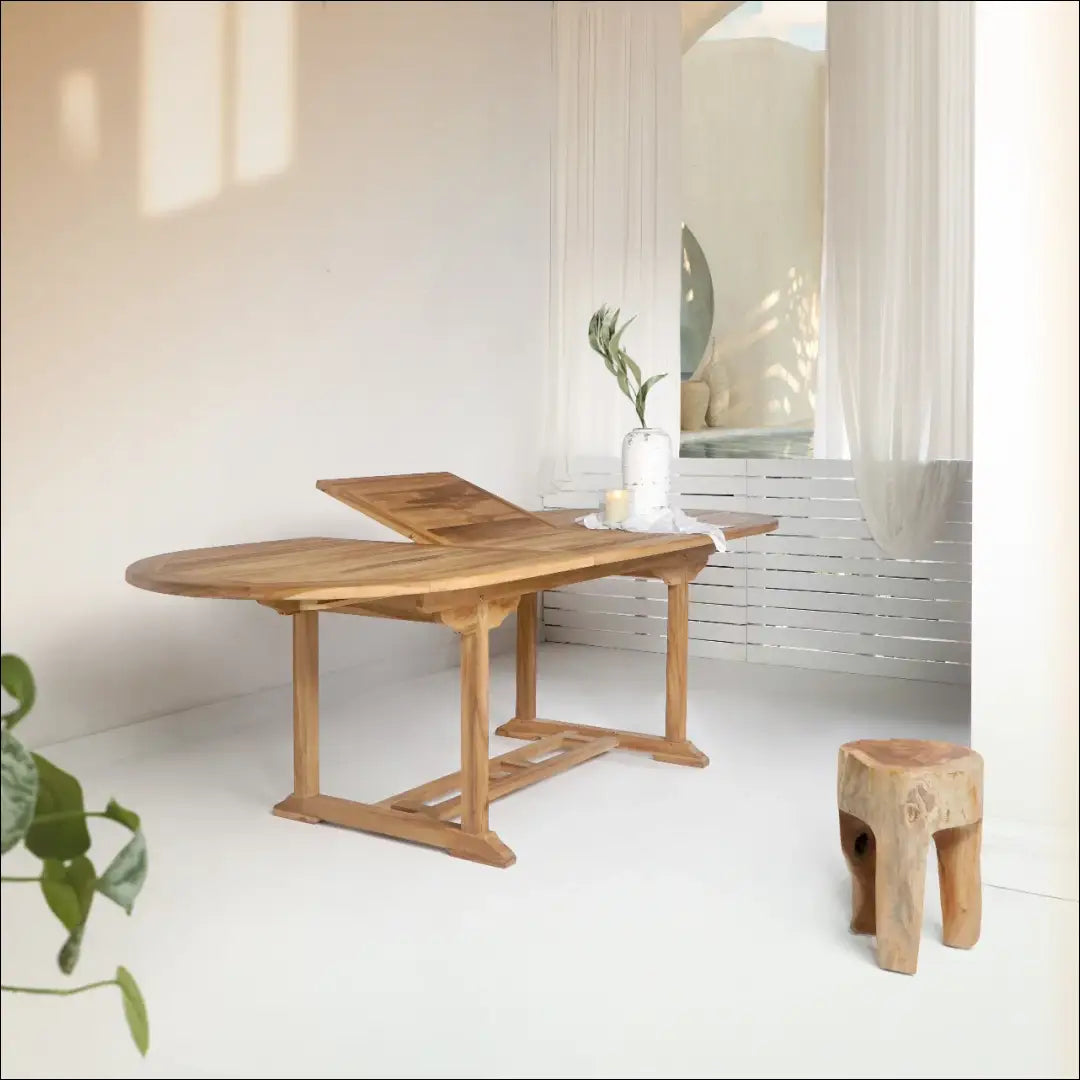 Ištraukiamas valgomojo stalas iš tikmedžio natūralus 90x180/240x75 cm RD1097 - €651 Save 15% __label:Pristatymas 5-14
