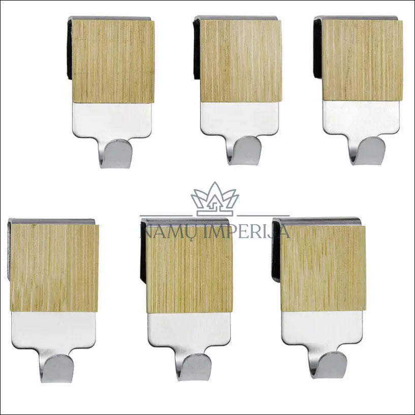 Kabliukų komplektas (12vnt) DI6444 - €18 Save 50% color-ruda, color-sidabrine, interjeras, kita, material-bambukas