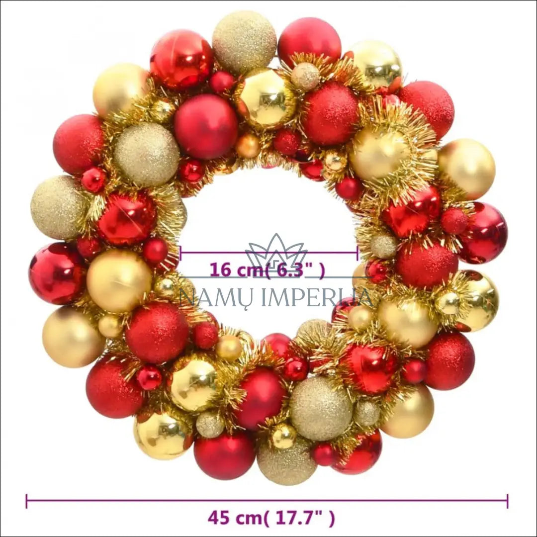 Kalėdinis vainikas DI5558 - €19 Save 60% color-auksine, color-raudona, kaledos, material-plastikas, under-25
