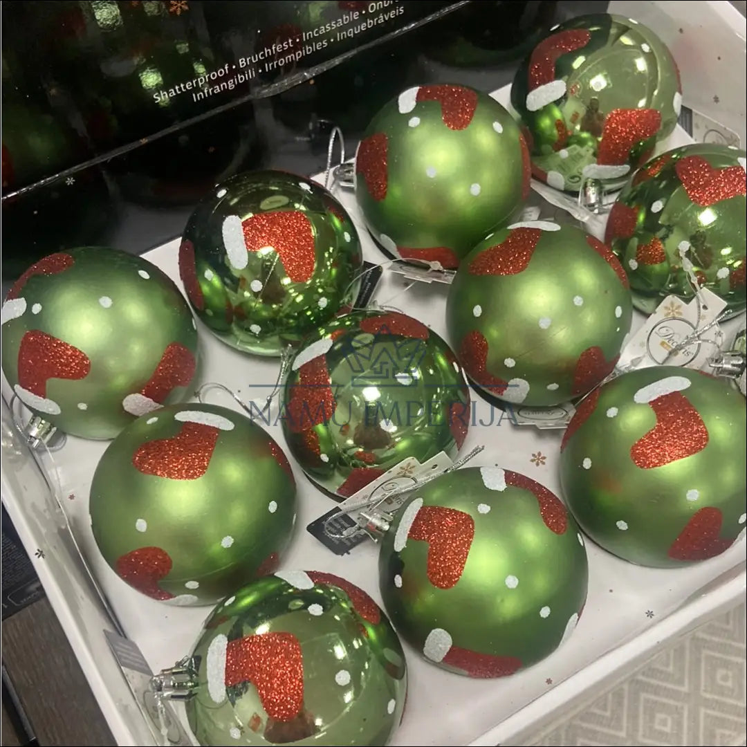 Kalėdinių burbulų komplektas (12vnt) DI4901 - €14 Save 60% color-balta, color-raudona, color-zalia, kaledos,