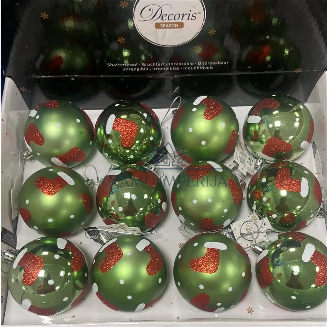 Kalėdinių burbulų komplektas (12vnt) DI4901 - €14 Save 60% color-balta, color-raudona, color-zalia, kaledos,