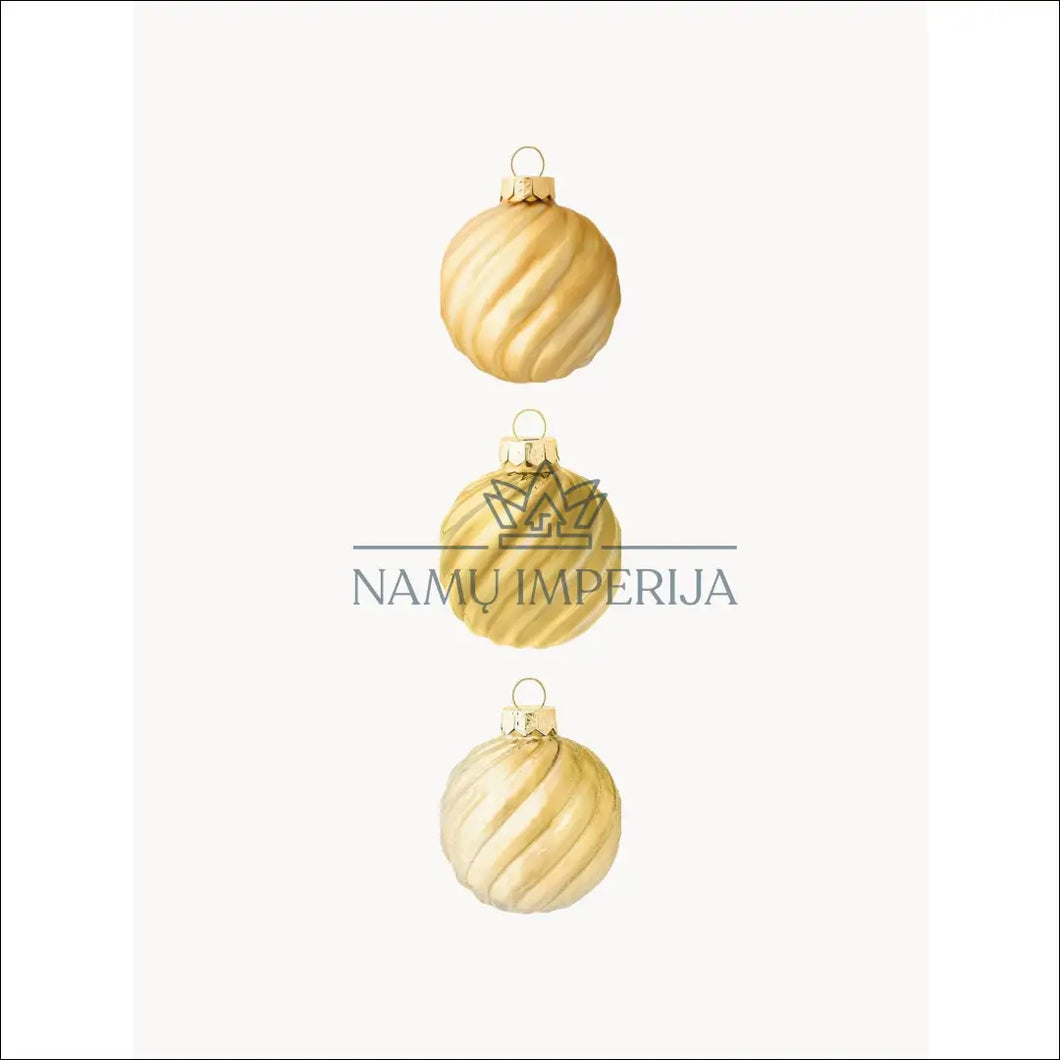 Kalėdinių burbulų komplektas (3vnt) DI4754 - €3 Save 60% color-auksine, kaledos, material-stiklas, under-25