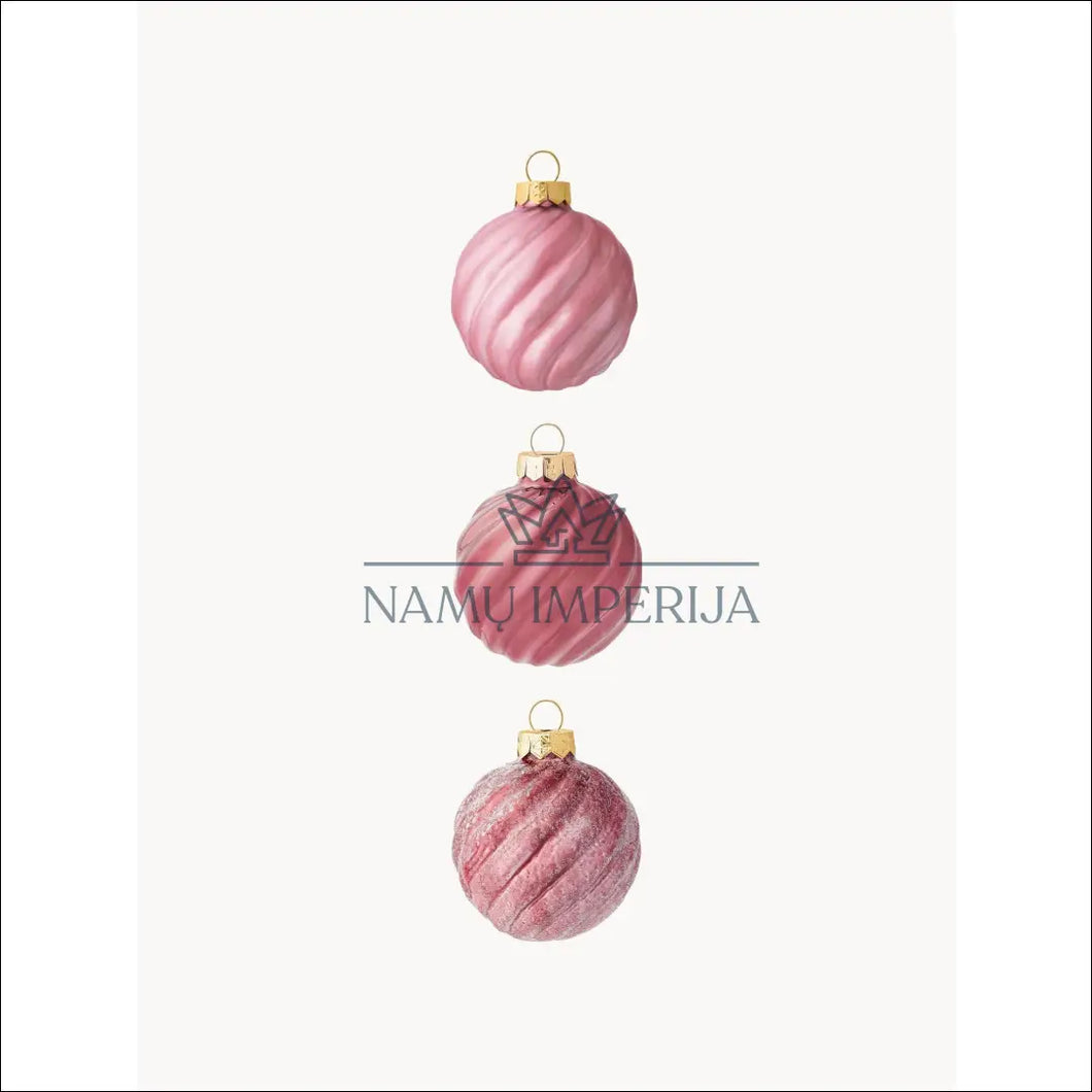 Kalėdinių burbulų komplektas (3vnt) DI4757 - €3 Save 60% color-rozine, kaledos, material-stiklas, under-25 Iki