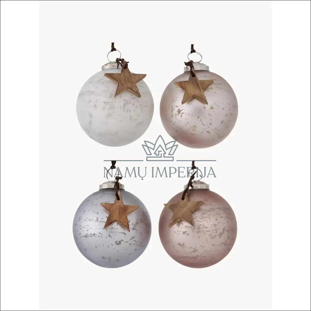 Kalėdinių burbulų komplektas (4vnt) DI4837 - €12 Save 60% color-pilka, color-smelio, kaledos, material-stiklas,