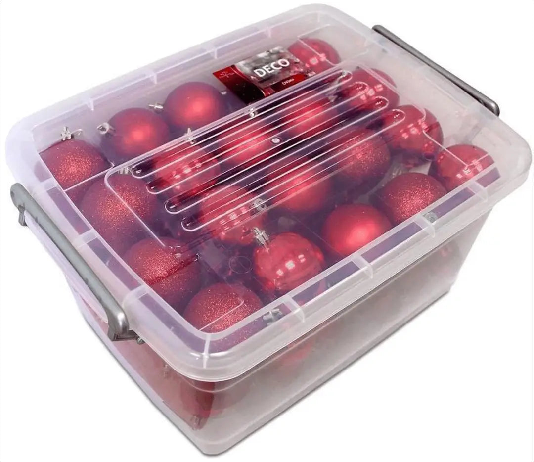 Kalėdinių žaisliukų komplektas dėžutėje (70vnt) DI10493 - €24 Save 50% __label:Pristatymas 1-2 d.d., color-raudona,