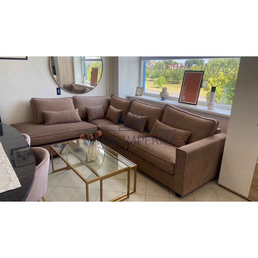Kampinė sofa MI328 - color-ruda, color-smelio, kampai,