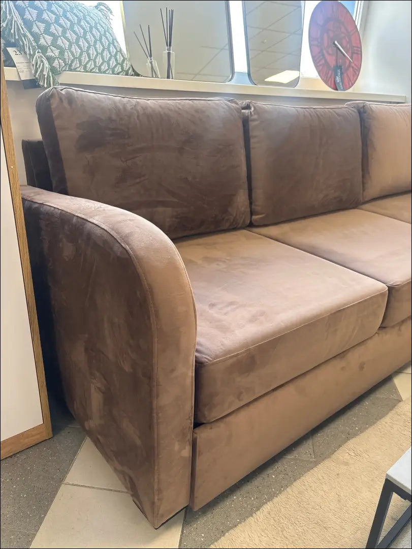 Kampinė sofa-lova MI1008 - €250 __label:Pristatymas 1-2 d.d., color-ruda, material-gobelenas, over-200, pazeistas