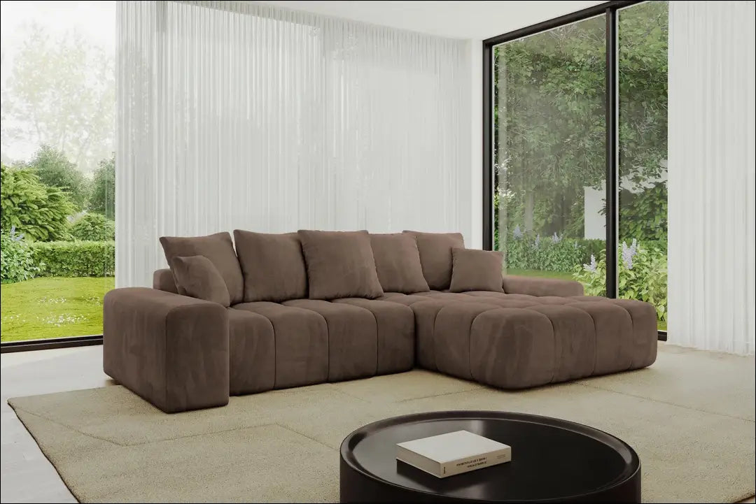 Kampinė sofa-lova MI965 - €696 Save 40% __label:Pristatymas 1-2 d.d., color-ruda, kampai, material-aksomas,
