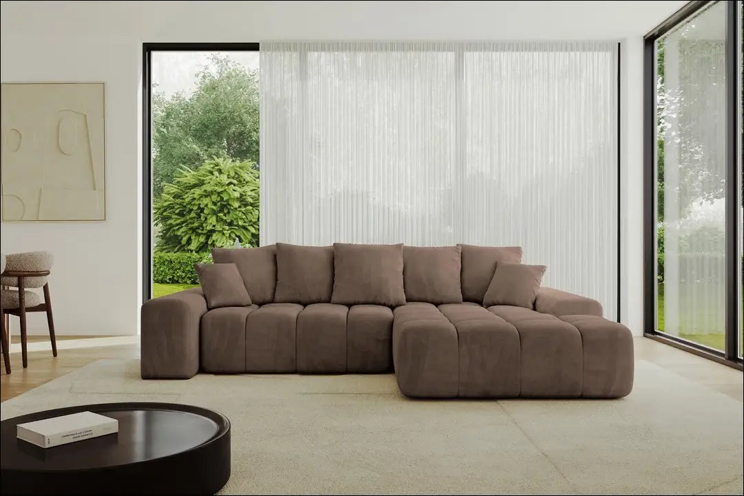 Kampinė sofa-lova MI965 - €696 Save 40% __label:Pristatymas 1-2 d.d., color-ruda, kampai, material-aksomas,
