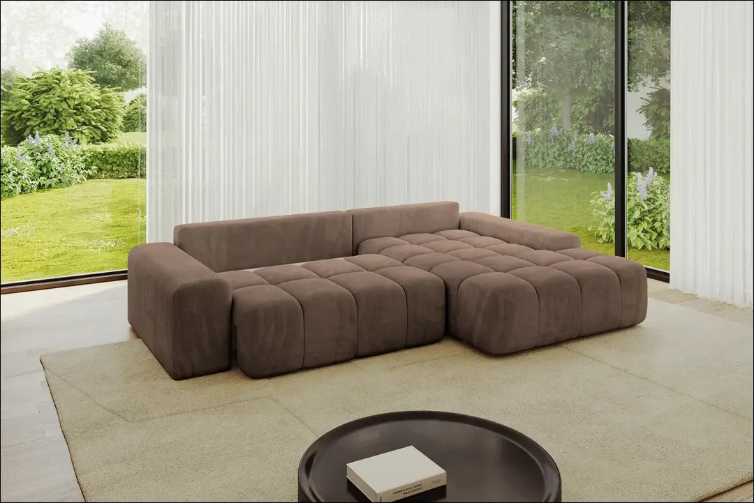 Kampinė sofa-lova MI965 - €696 Save 40% __label:Pristatymas 1-2 d.d., color-ruda, kampai, material-aksomas,