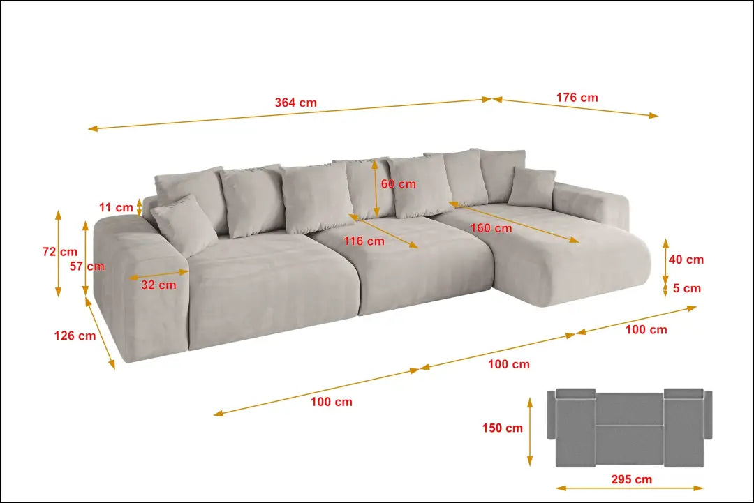 Kampinė sofa-lova MI966 - €786 Save 40% __label:Pristatymas 1-2 d.d., color-smelio, kampai, material-aksomas,