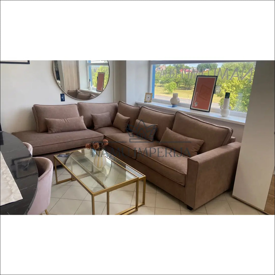 Kampinė sofa MI328 - €1,145 Save 10% color-ruda, color-smelio, kampai, material-aksomas, material-poliesteris