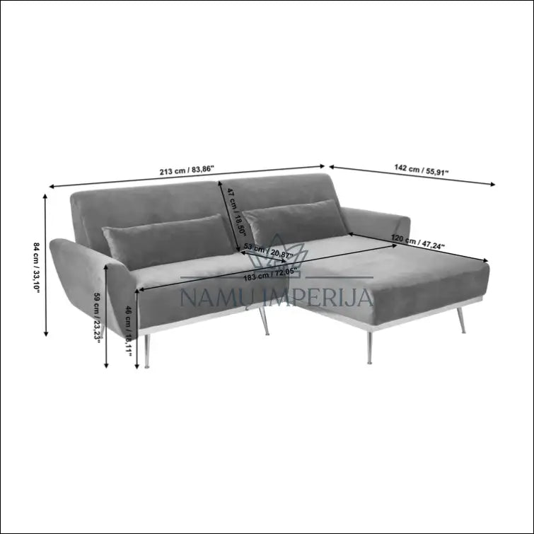 Kampinė sofa MI364 - €430 Save 50% __label:Pristatymas 1-2 d.d., color-auksine, color-pilka, kampai,