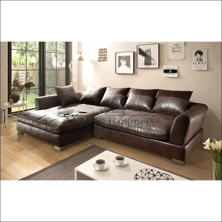 Kampinė sofa MI584 - €640 Save 50% __label:Pristatymas 1-2 d.d., color-ruda, kampai, material-eko-oda, minksti Ruda