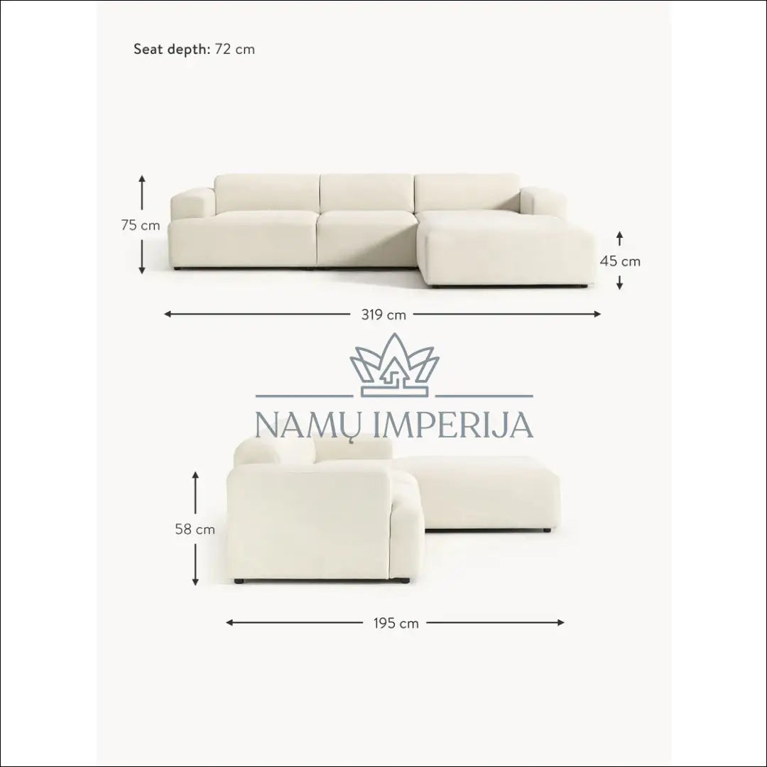 Kampinė sofa MI762 - €1,300 Save 50% __label:Pristatymas 1-2 d.d., color-kremas, kampai, material-gobelenas, minksti