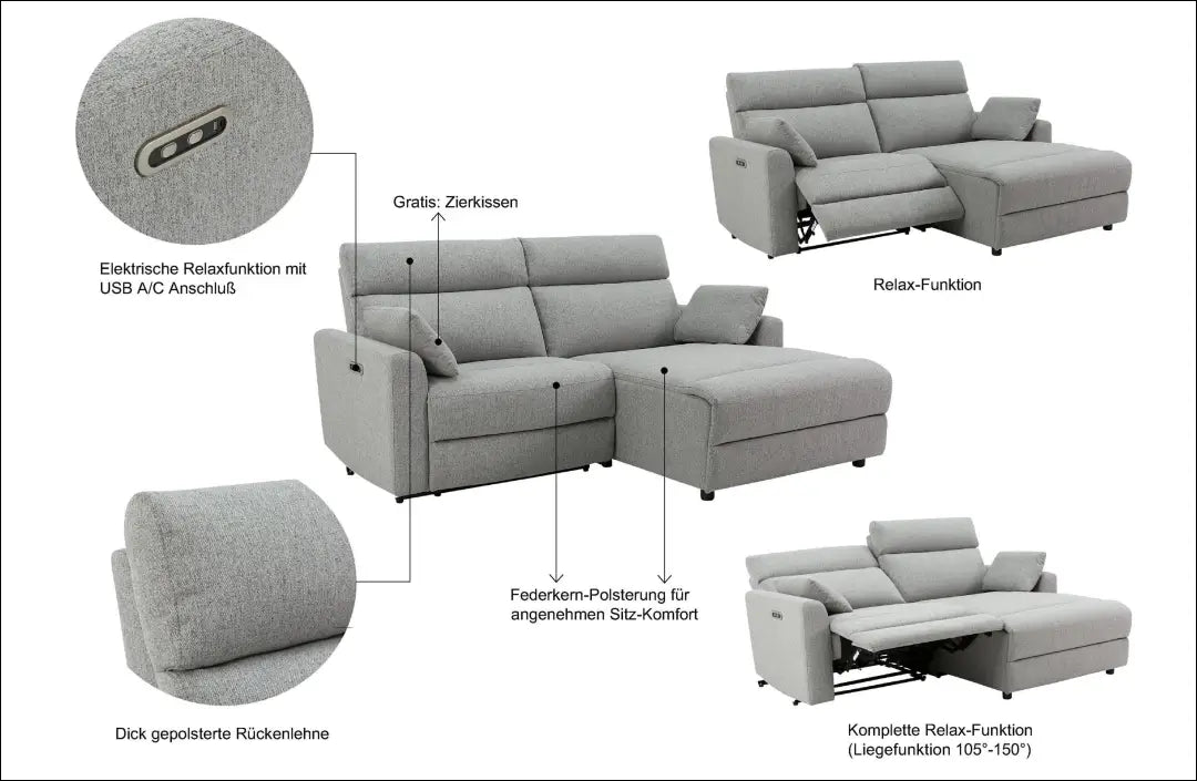 Elektra valdoma kampinė sofa MI912 - €650 Save 50% __label:Pristatymas 1-2 d.d., color-pilka, kampai,
